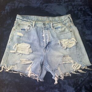 American Eagle Outfitters Women's Distressed Denim Shorts - Light Blue